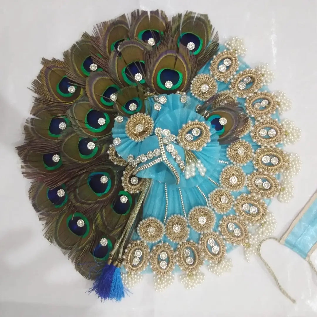 Ladoo Gopal Sky Blue Colour with Peacock Feather Specail janamasthmi Special poshak (1 no) Questions & Answers